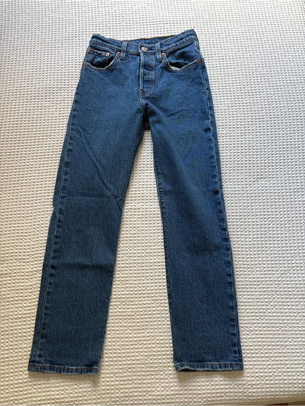 Levi's High-Rise Straight 501 Ankle Jeans - Medium Blue